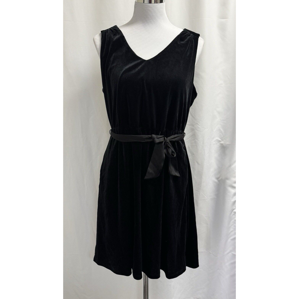 Draper James RSVP Velvet Bow Back Dress Women's Size Medium Black